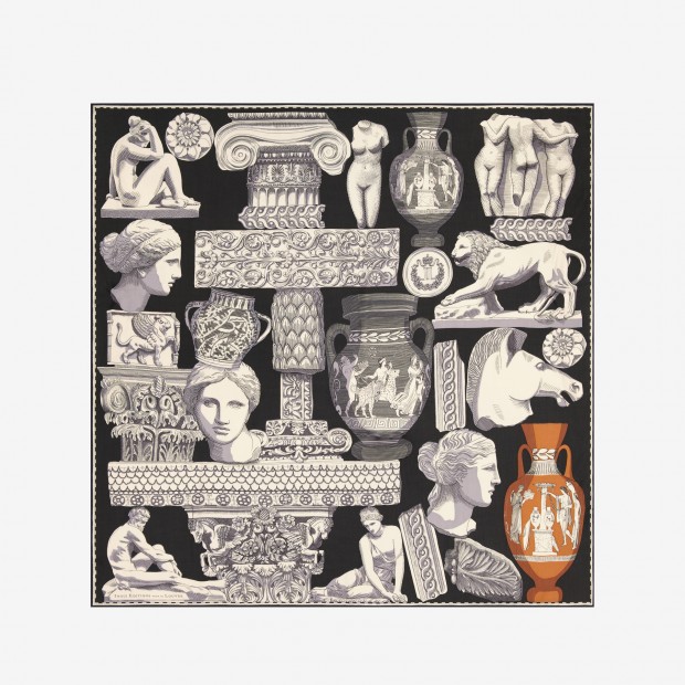 Inoui Editions šilko ir modalo skara ARCHIVES BLACK